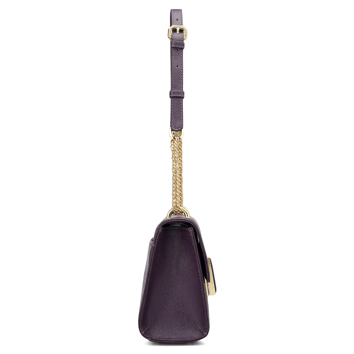 Small Franzy Croco Leather Shoulder Bag - Grapevine