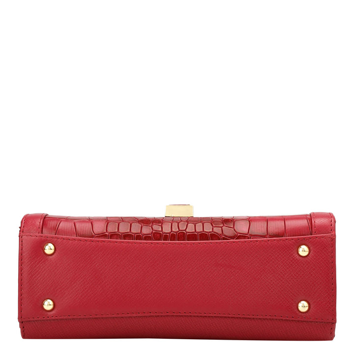 Small Franzy Croco Leather Shoulder Bag - Plumberry