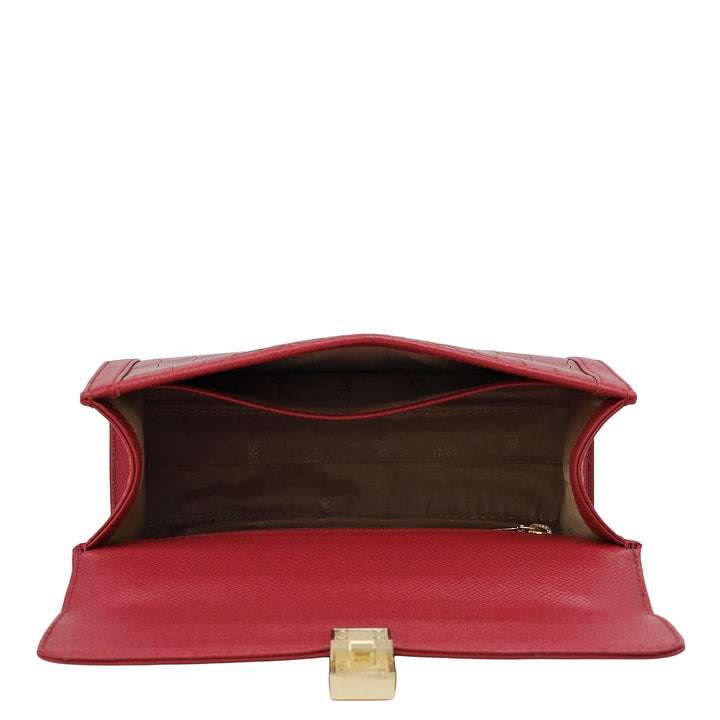 Small Franzy Croco Leather Shoulder Bag - Plumberry