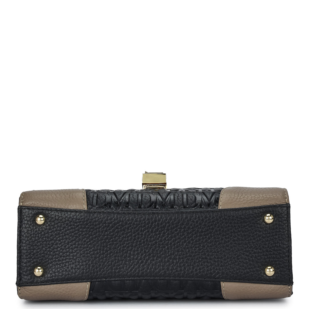 Small Monogram Leather Shoulder Bag - Black