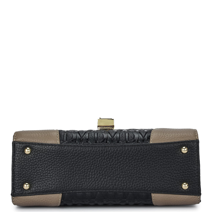 Small Monogram Leather Shoulder Bag - Black