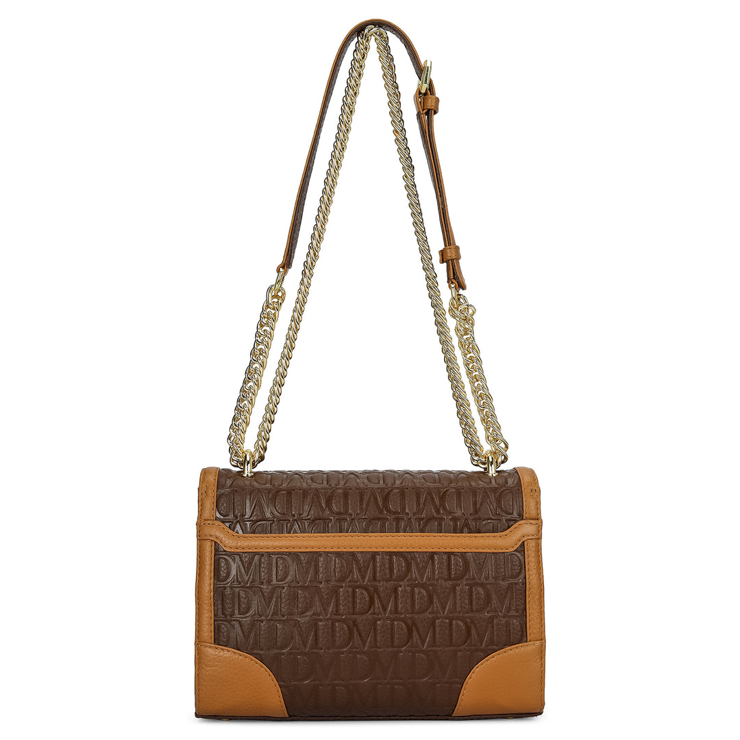 Small Monogram Leather Shoulder Bag - Mocha