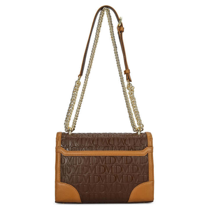 Small Monogram Leather Shoulder Bag - Mocha