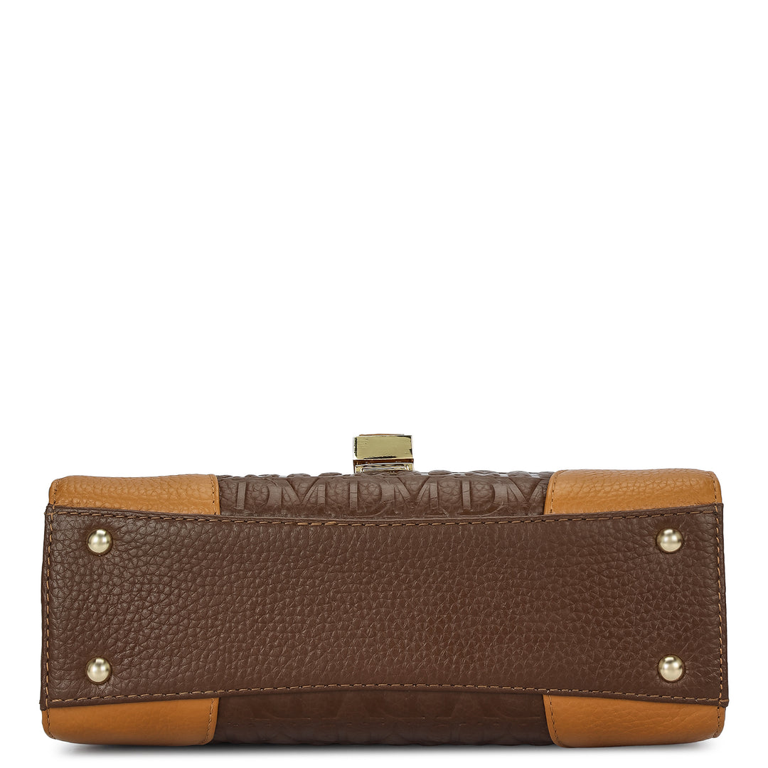 Small Monogram Leather Shoulder Bag - Mocha