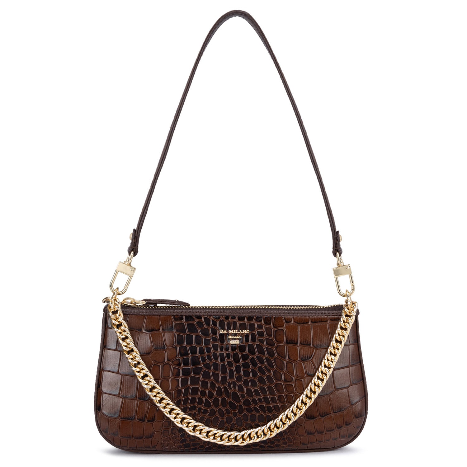 DA MILANO レザーバッグ Small Croco Leather Shoulder Bag - Brown – Da Milano
