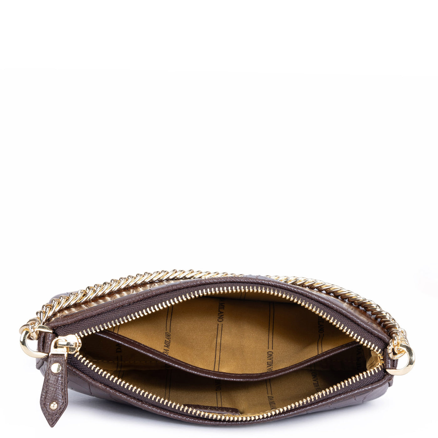 Small Croco Leather Shoulder Bag - Brown