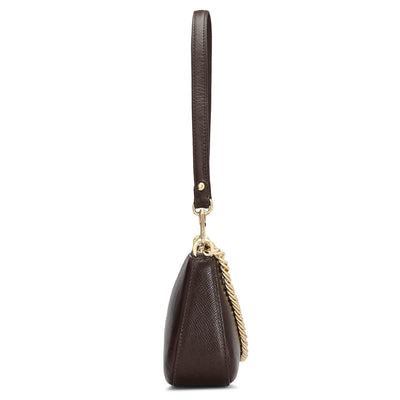 Small Franzy Leather Shoulder Bag - Chocolate