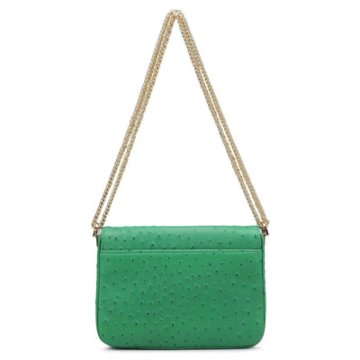 Small Ostrich Leather Shoulder Bag - Green
