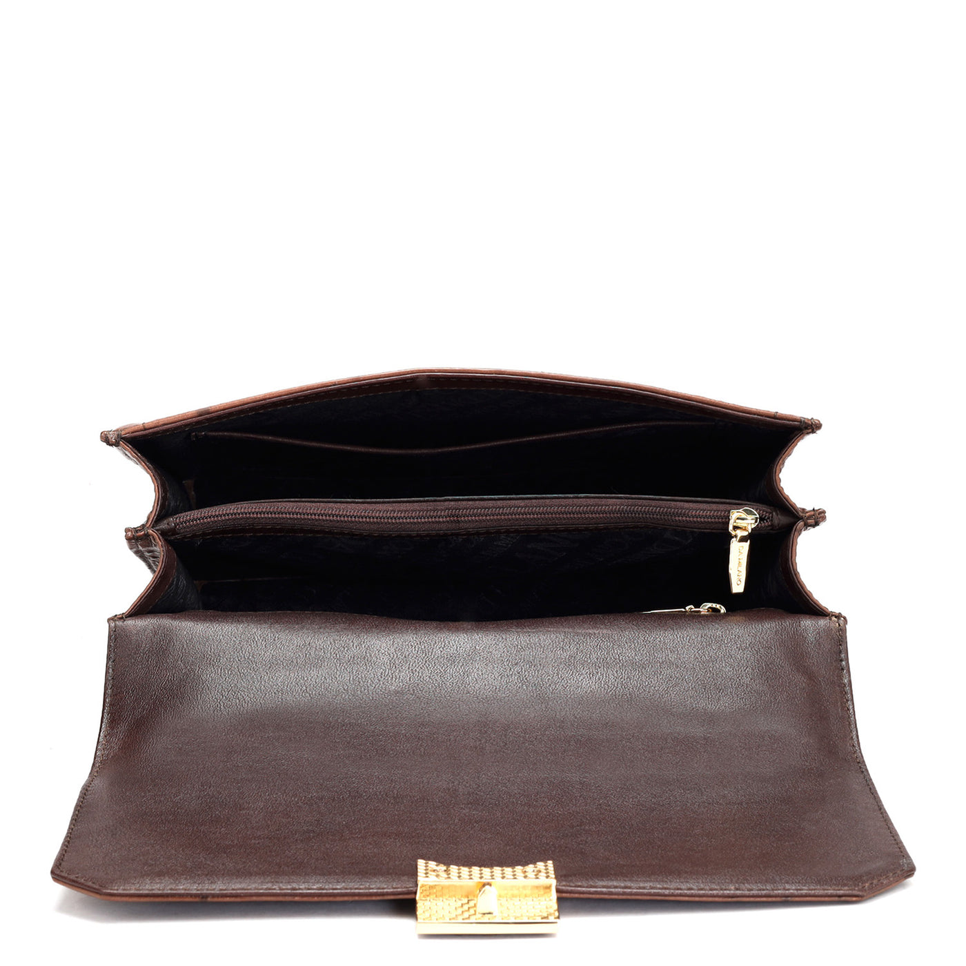 Small Ostrich Leather Satchel - Brown