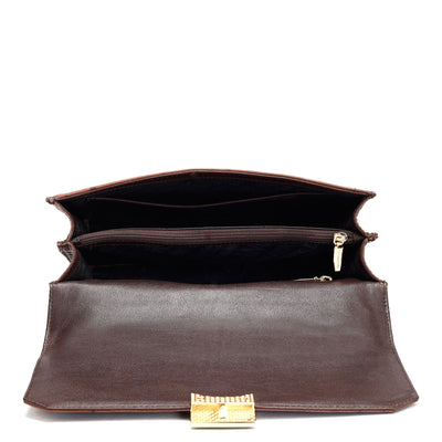 Small Ostrich Leather Satchel - Brown