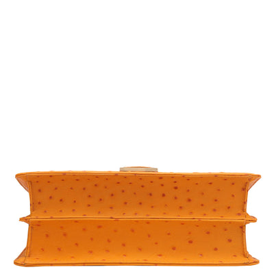 Small Ostrich Leather Satchel - Orange
