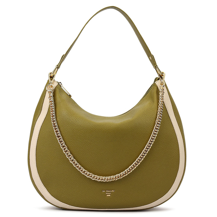 Medium Wax Leather Hobo - Lime