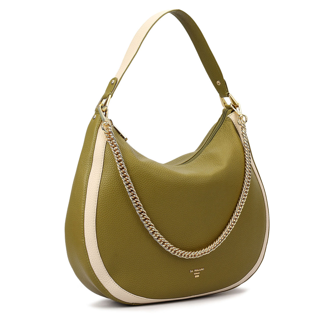 Medium Wax Leather Hobo - Lime