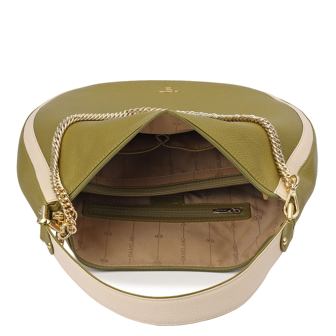 Medium Wax Leather Hobo - Lime