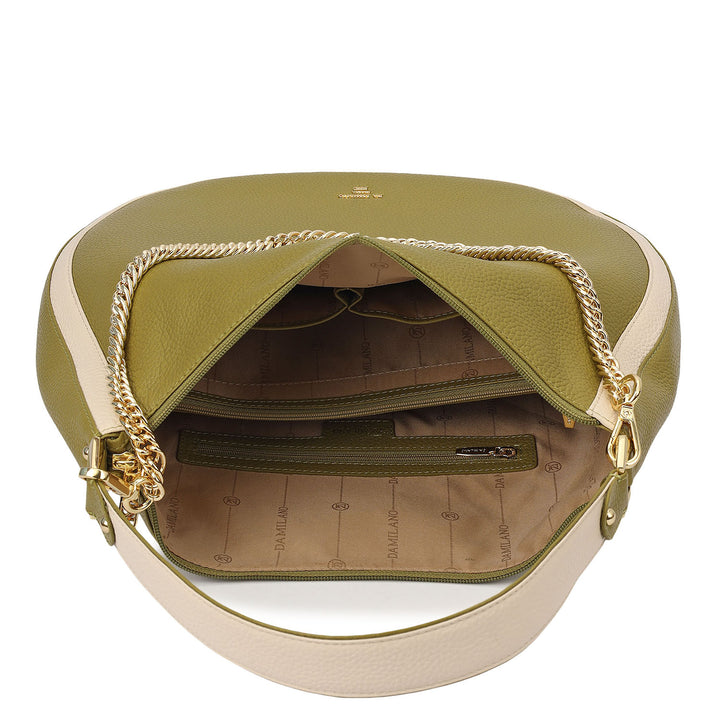 Medium Wax Leather Hobo - Lime