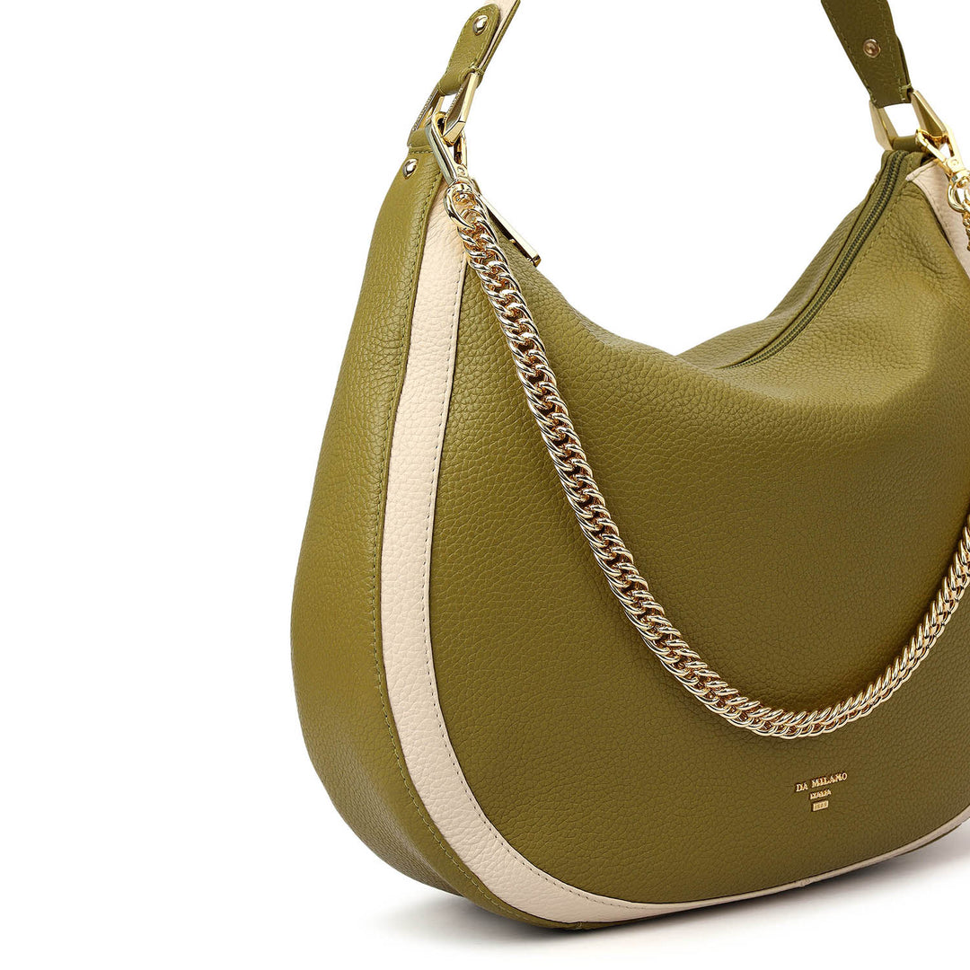 Medium Wax Leather Hobo - Lime