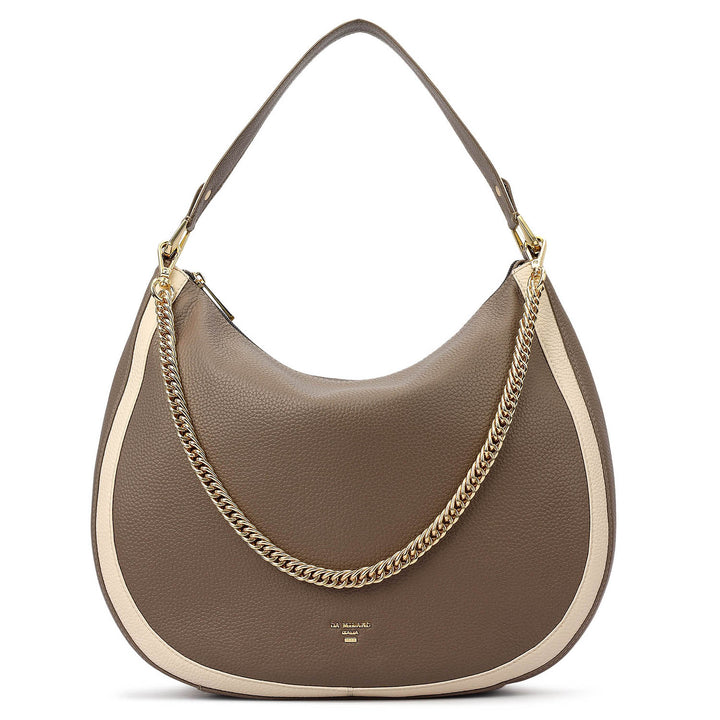 Medium Wax Leather Hobo - Smoke Grey