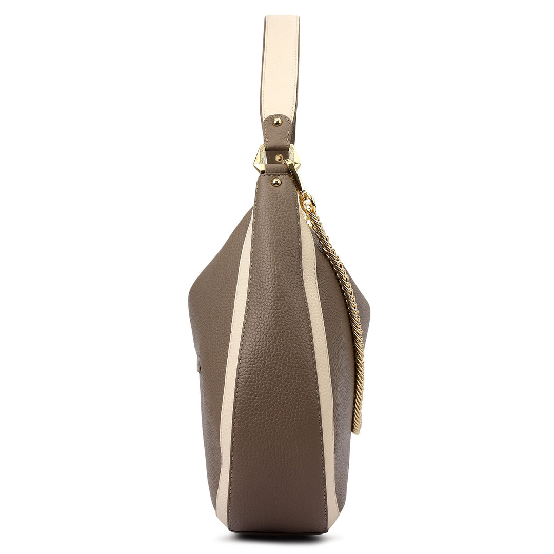 Medium Wax Leather Hobo - Smoke Grey