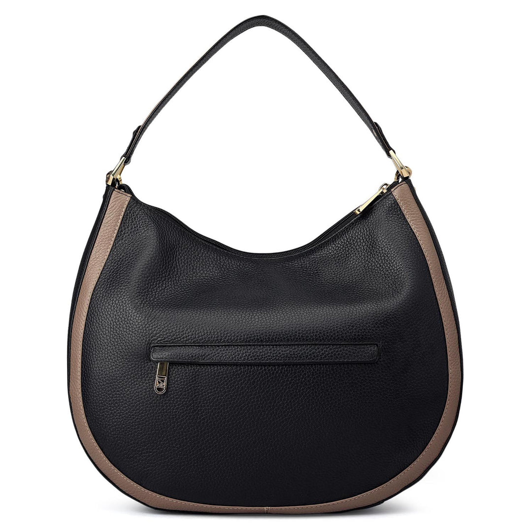 Medium Wax Leather Hobo - Black