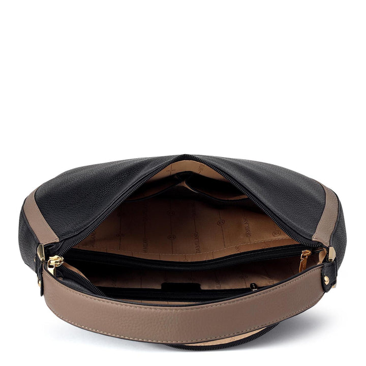 Medium Wax Leather Hobo - Black