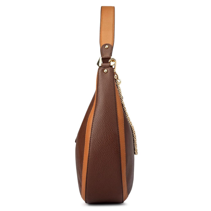 Medium Wax Leather Hobo - Mocha