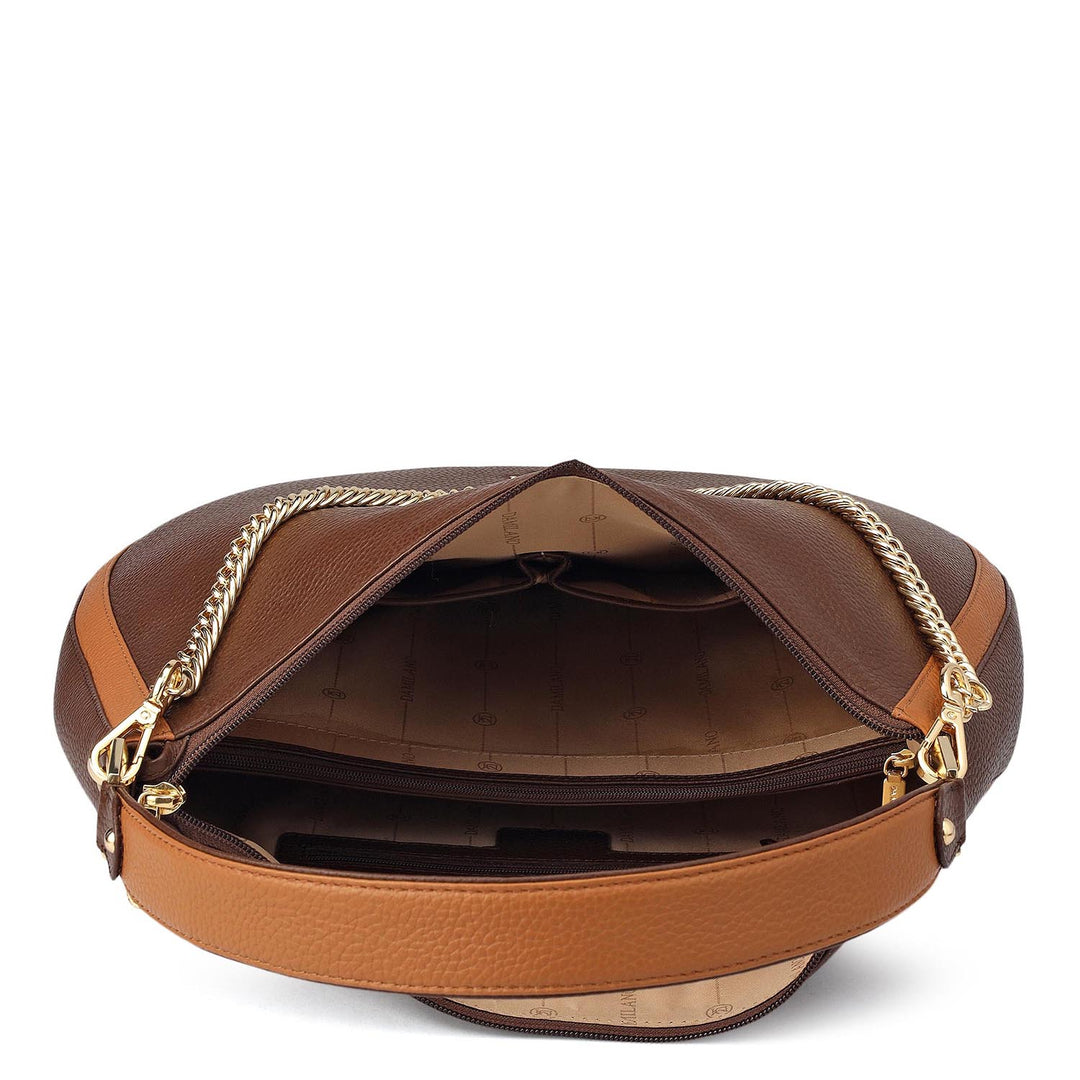 Medium Wax Leather Hobo - Mocha