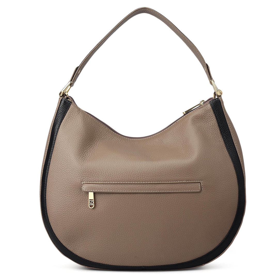 Medium Wax Leather Hobo - Smoke Grey