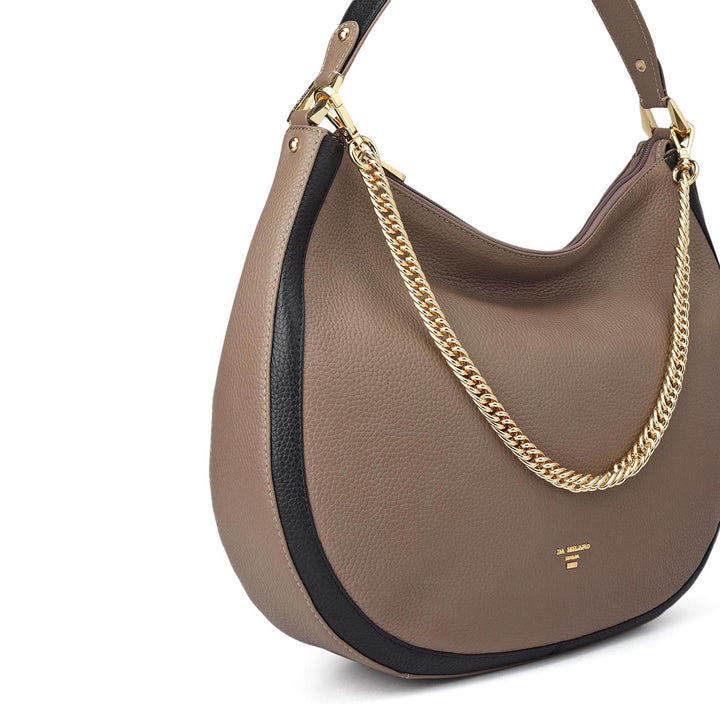 Medium Wax Leather Hobo - Smoke Grey