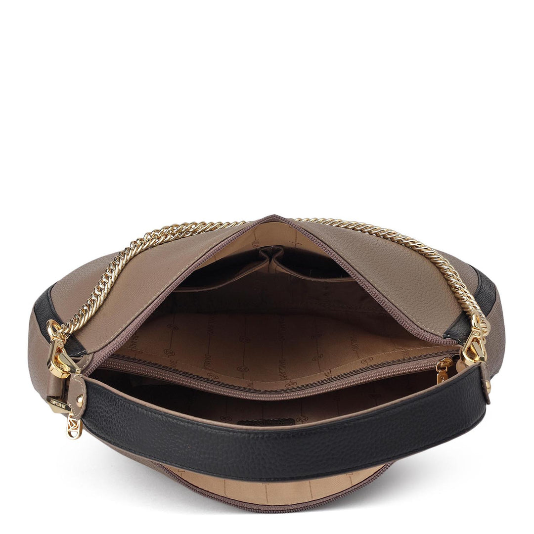 Medium Wax Leather Hobo - Smoke Grey