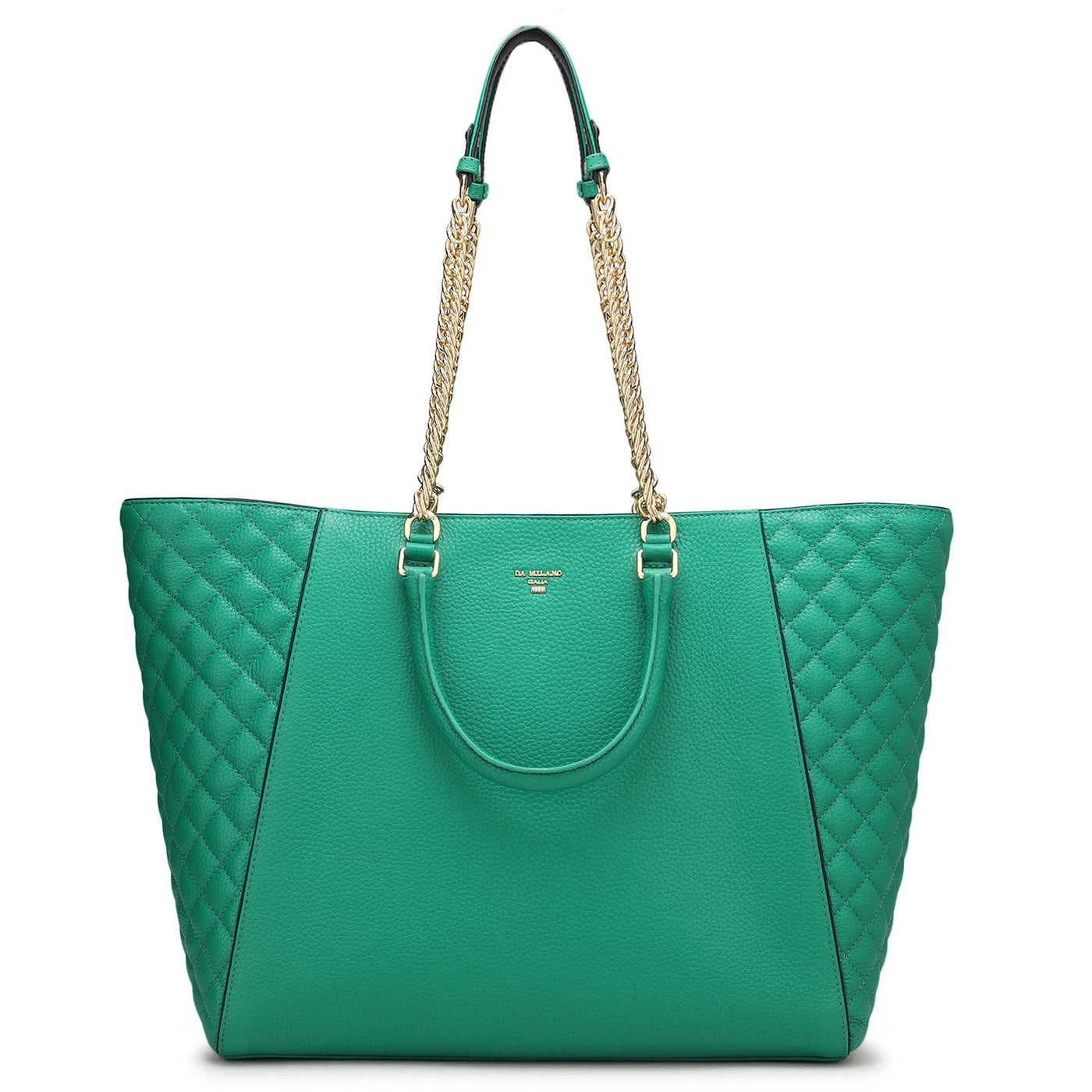 Large Wax Quilting Leather Tote - Green