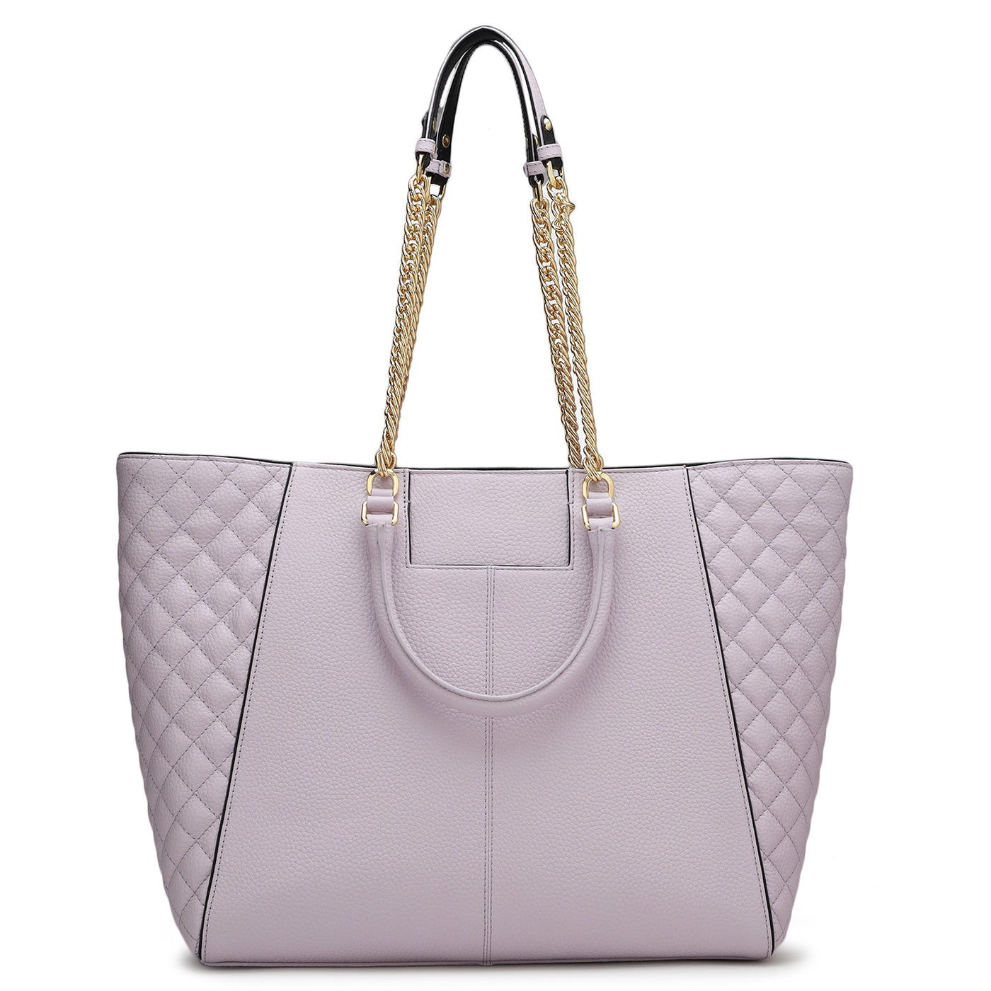 Large Wax Quilting Leather Tote - Lilac