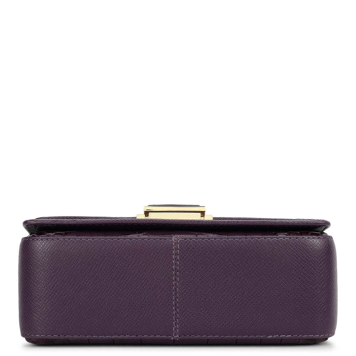 Small Croco Leather Satchel - Grapevine