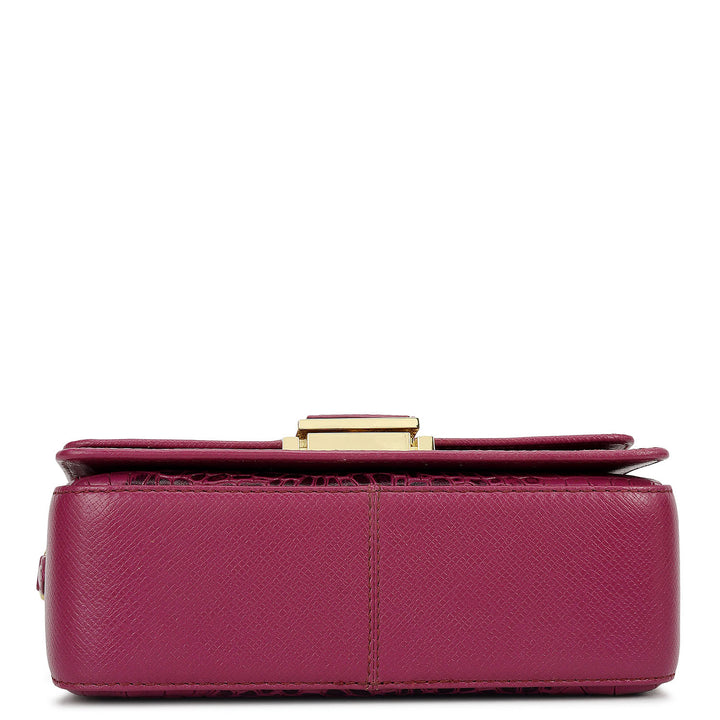 Small Croco Leather Satchel - Orchid