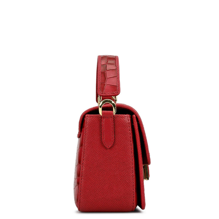 Small Croco Leather Satchel - Plumberry