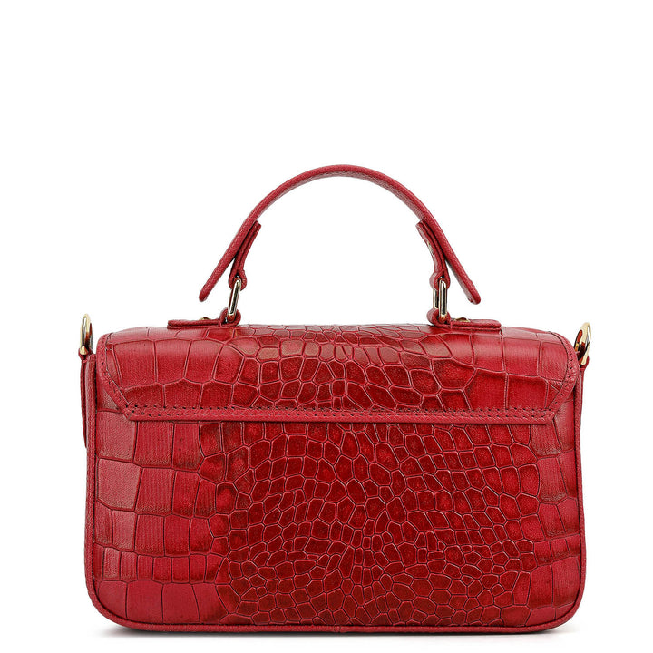 Small Croco Leather Satchel - Plumberry