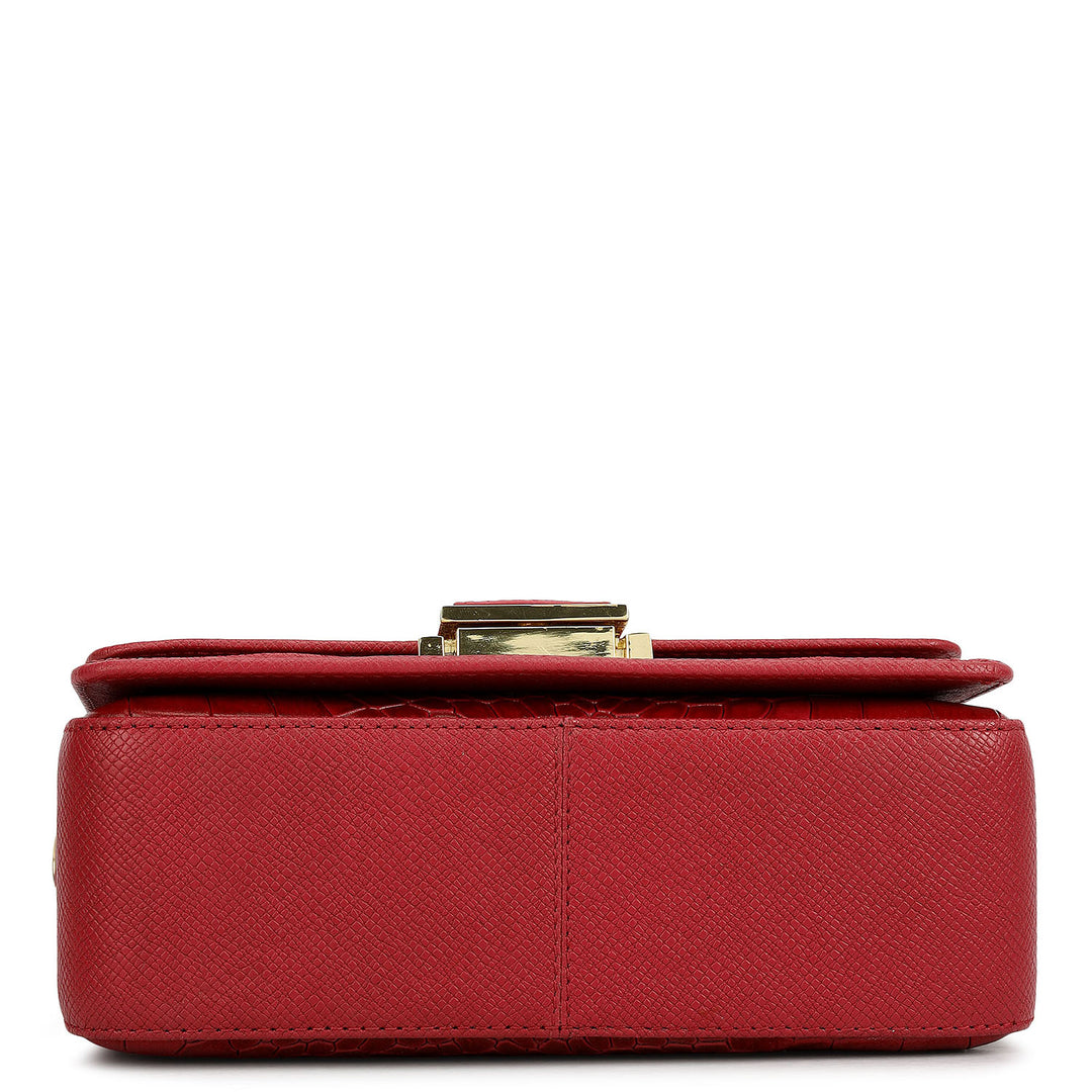 Small Croco Leather Satchel - Plumberry