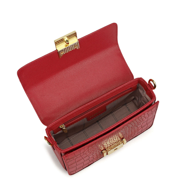 Small Croco Leather Satchel - Plumberry