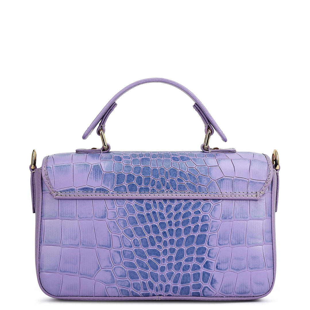 Small Croco Leather Satchel - Purple Haze