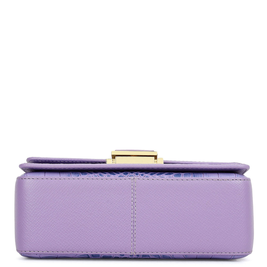 Small Croco Leather Satchel - Purple Haze