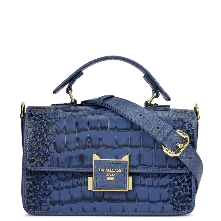 Small Croco Leather Satchel - Stardust