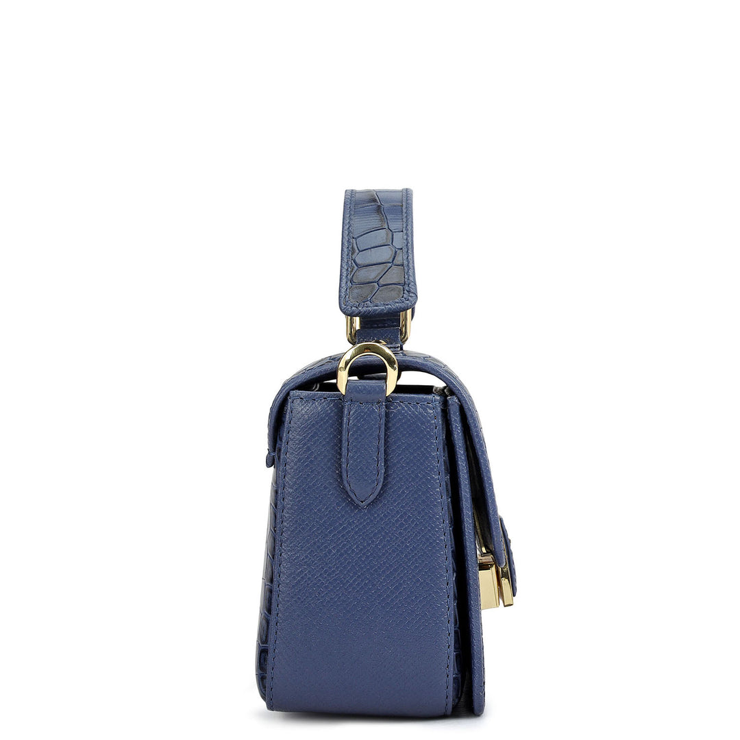 Small Croco Leather Satchel - Stardust