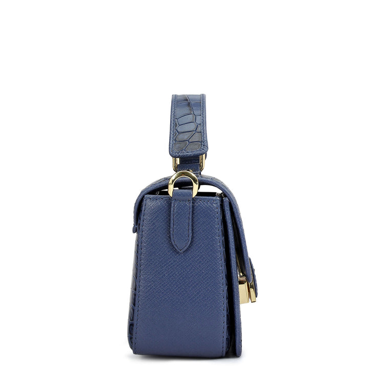Small Croco Leather Satchel - Stardust