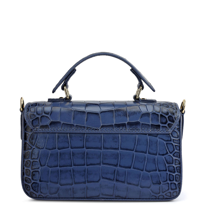 Small Croco Leather Satchel - Stardust