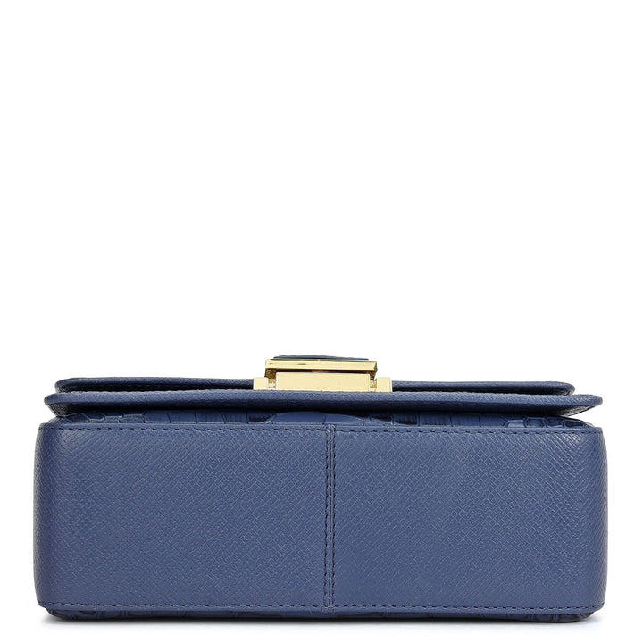 Small Croco Leather Satchel - Stardust