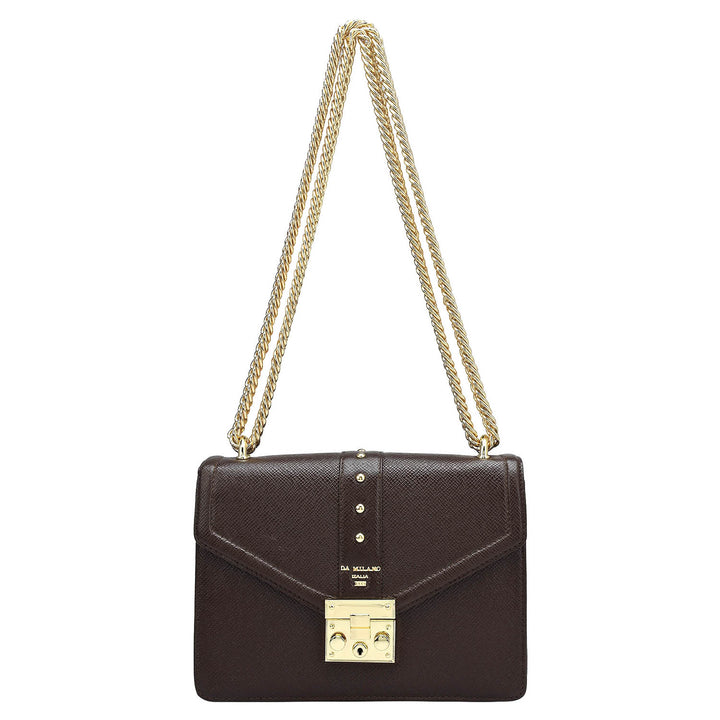 Small Franzy Leather Shoulder Bag - Chocolate