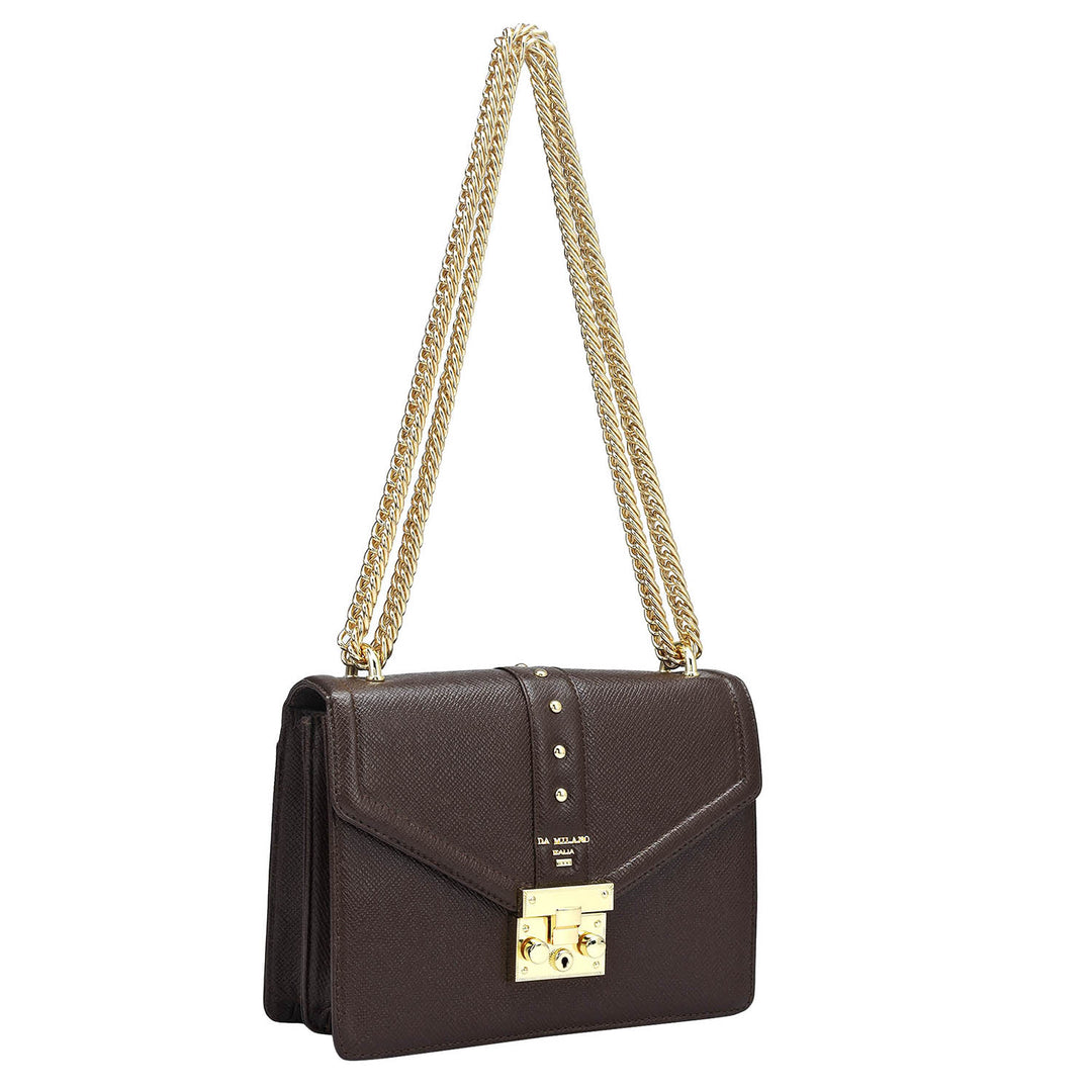 Small Franzy Leather Shoulder Bag - Chocolate
