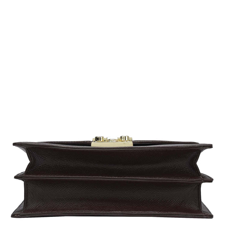 Small Franzy Leather Shoulder Bag - Chocolate