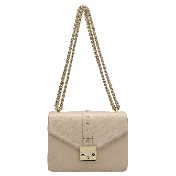 Small Franzy Leather Shoulder Bag - Dove