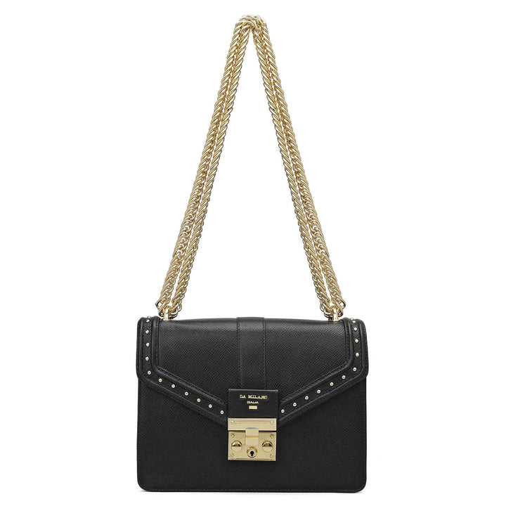 Small Franzy Leather Shoulder Bag - Black