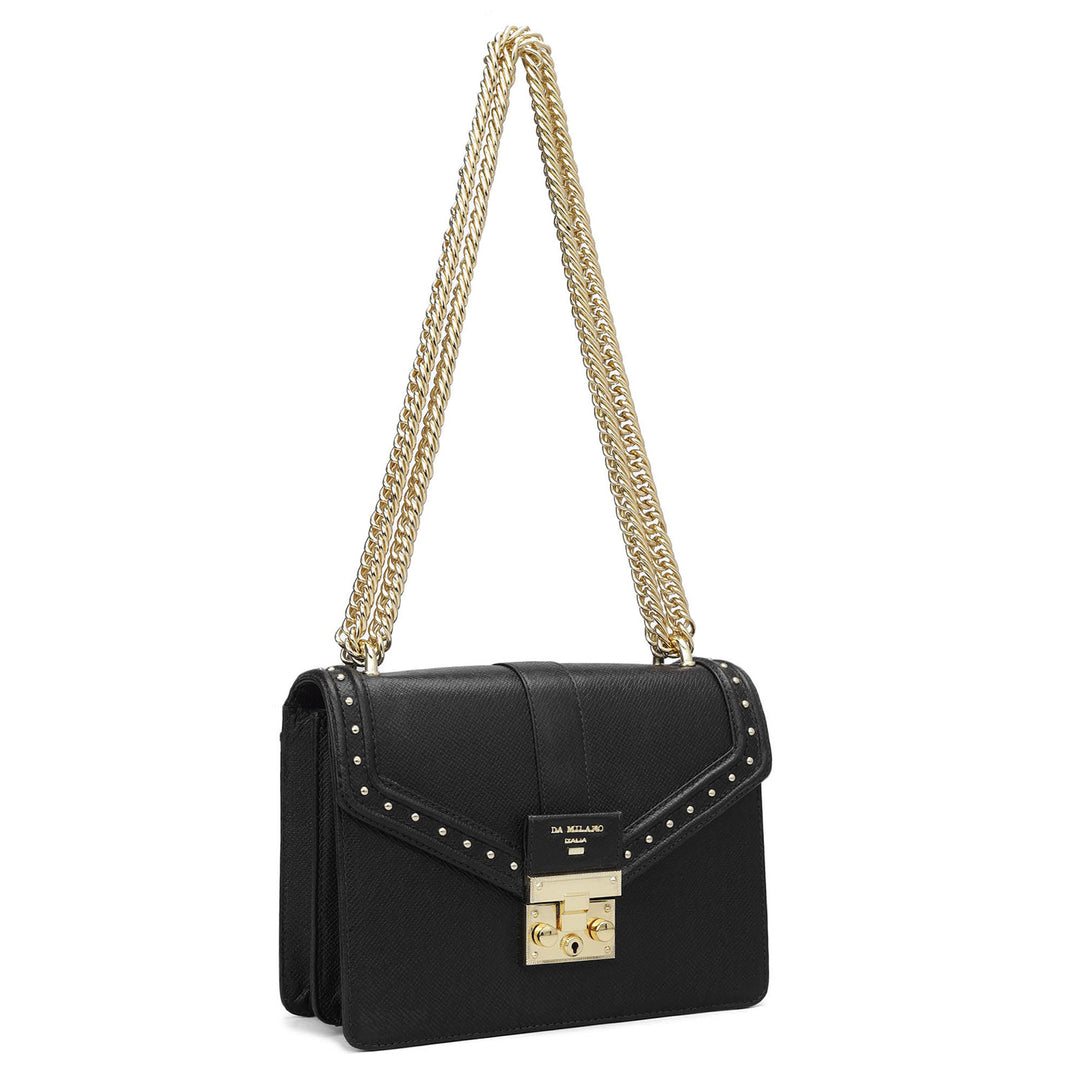 Small Franzy Leather Shoulder Bag - Black
